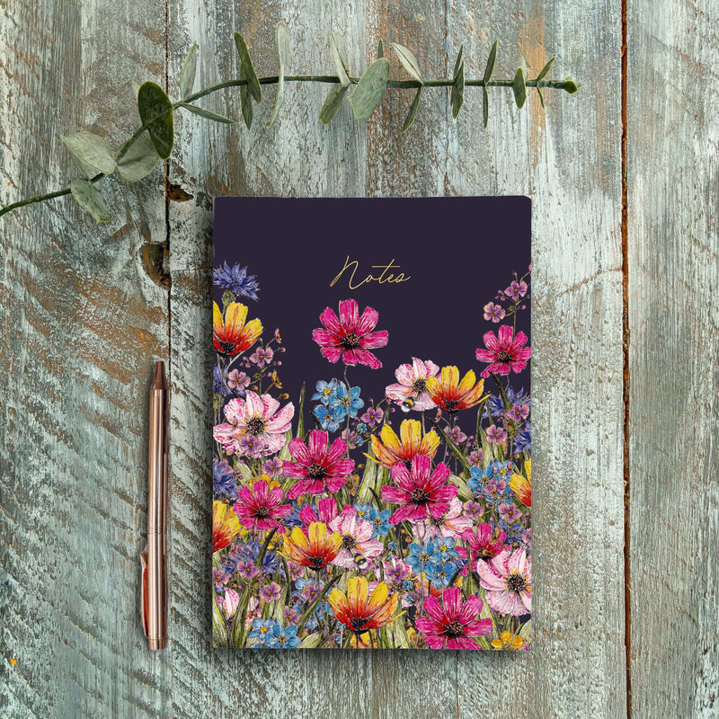 Wildflower Blooms Noir Regency Garden A5 Notebook