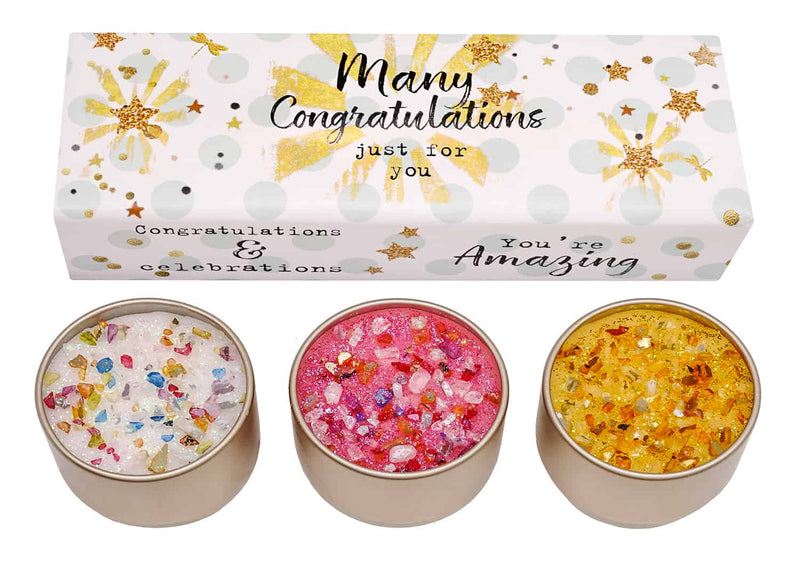 Many Congratulations Three Lites Candles