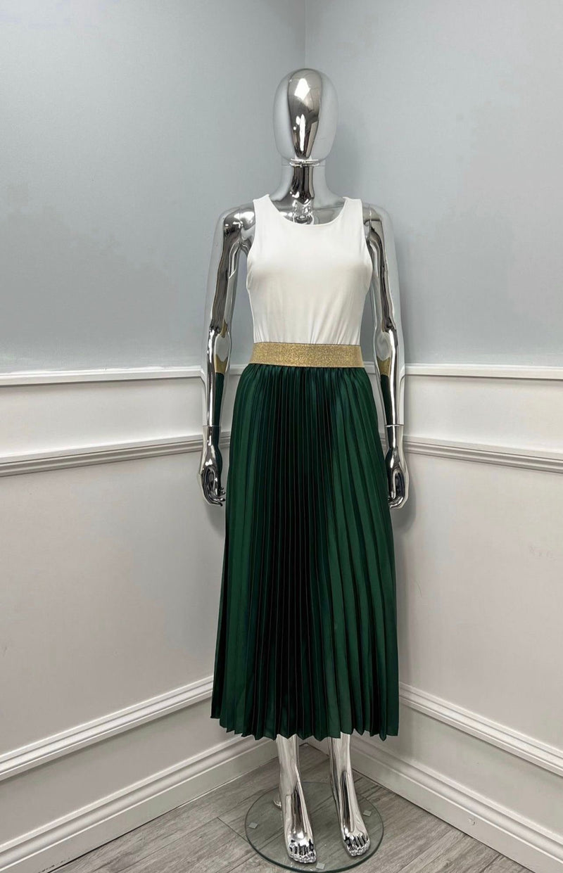 Marlene Satin Pleated Skirt