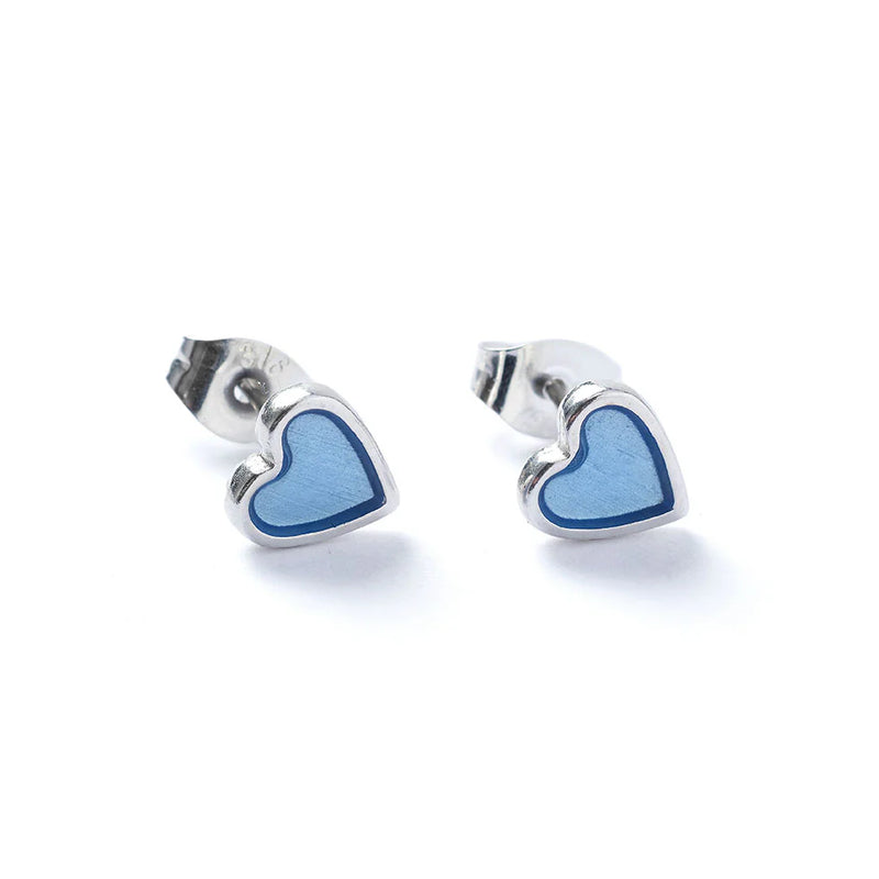 Silver Light Blue Translucent Heart Earrings