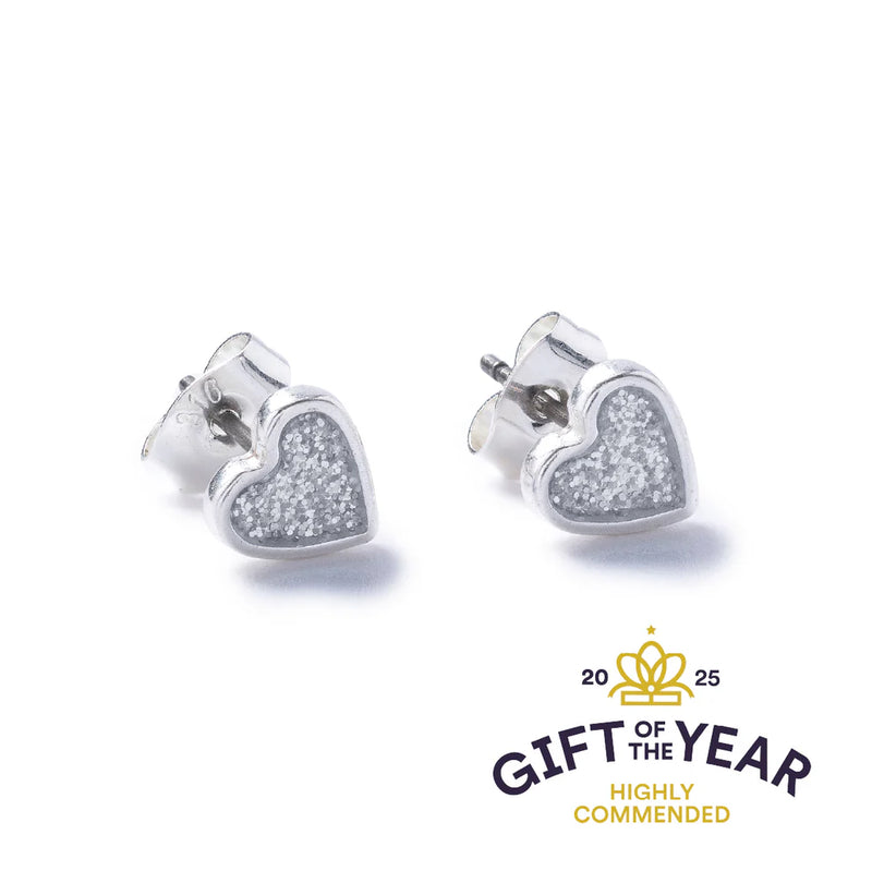 Silver Sparkle Silver Heart Stud Earrings
