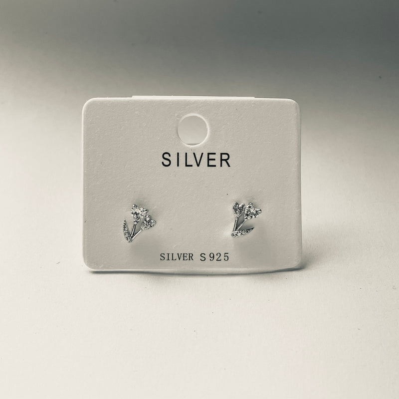 Sterling Silver Flower Heart Earrings