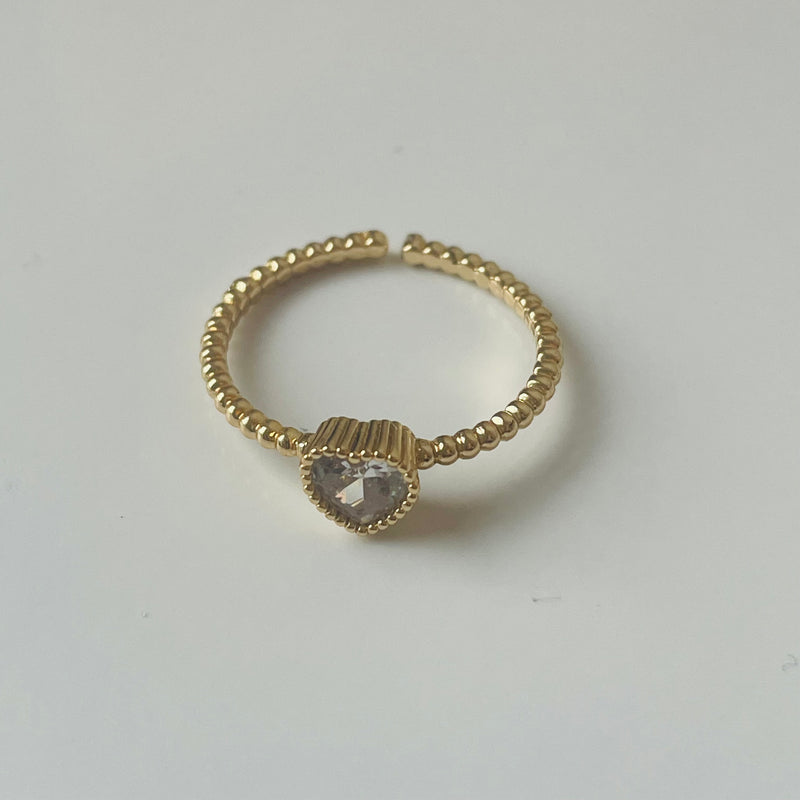 Gold Heart Beaded Ring