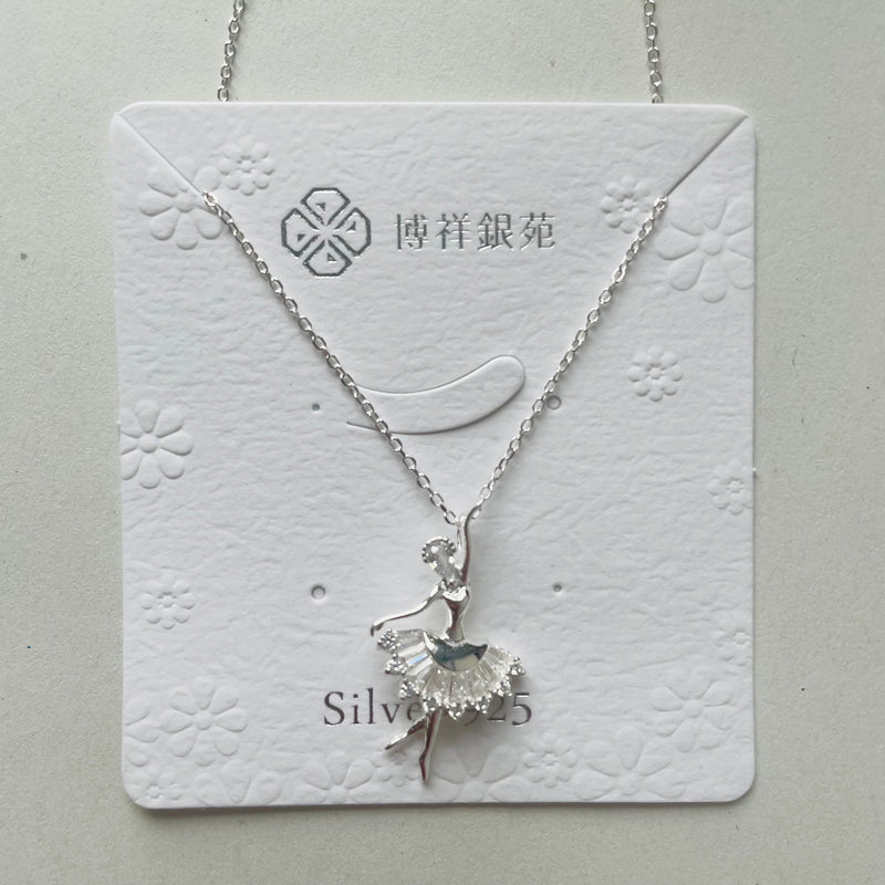 Sterling Silver Ballerina Dancer Short Necklace