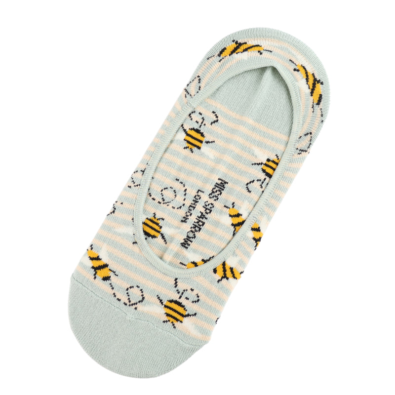 Bee Stripes Duck Egg Invisible Footsie Socks
