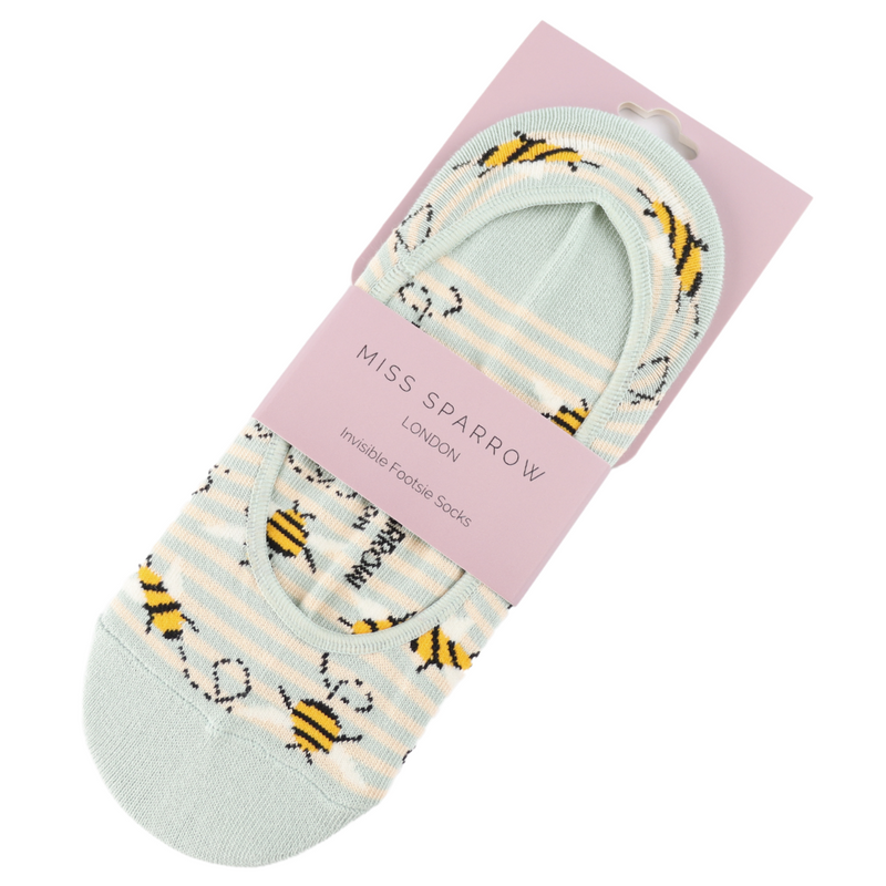 Bee Stripes Duck Egg Invisible Footsie Socks