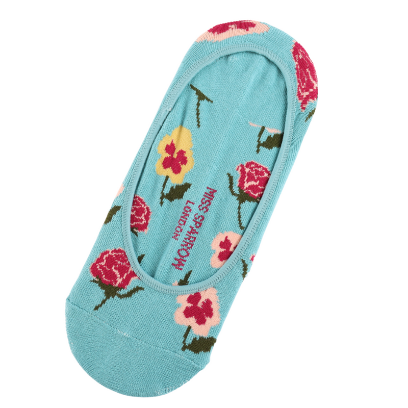 Botany Study Teal Invisible Footsie Socks