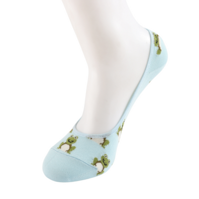 Frogs Light Blue Invisible Footsie Socks