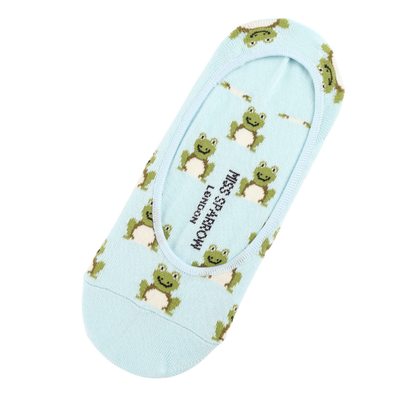 Frogs Light Blue Invisible Footsie Socks