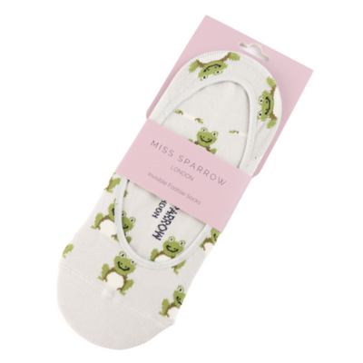 Frogs Silver Invisible Footsie Socks