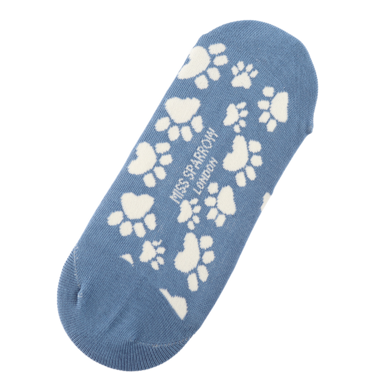 Paw Prints Denim Invisible Footsie Socks
