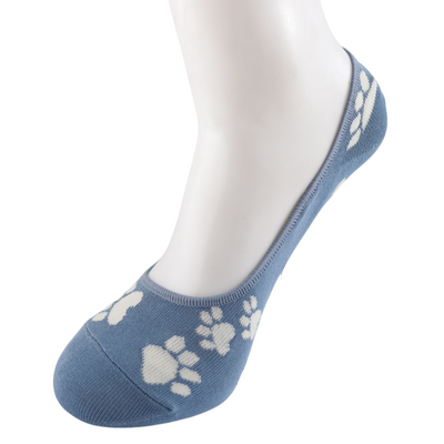 Paw Prints Denim Invisible Footsie Socks