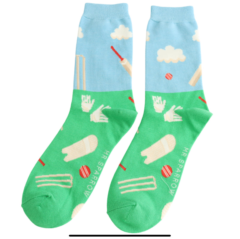 Cricket Scene Green Bamboo Socks