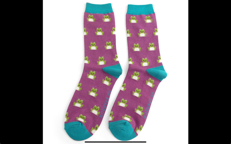 Frogs Purple Bamboo Socks