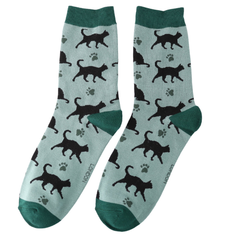 Cats & Prints Aqua Bamboo Socks