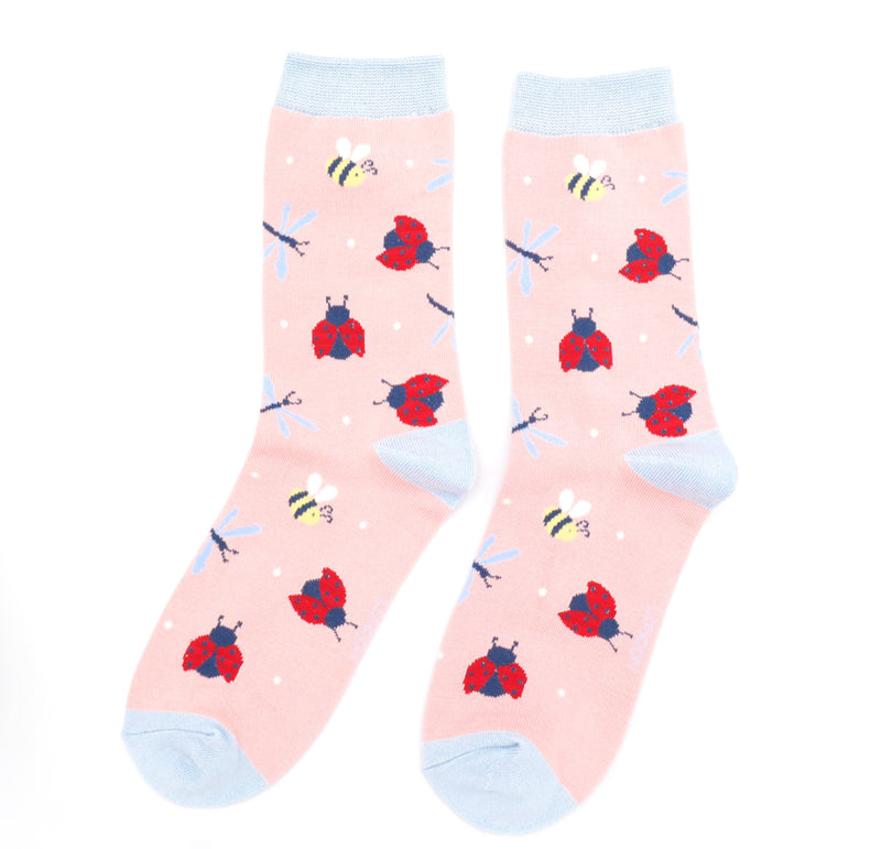 Love Bugs Dusky Pink Bamboo Socks