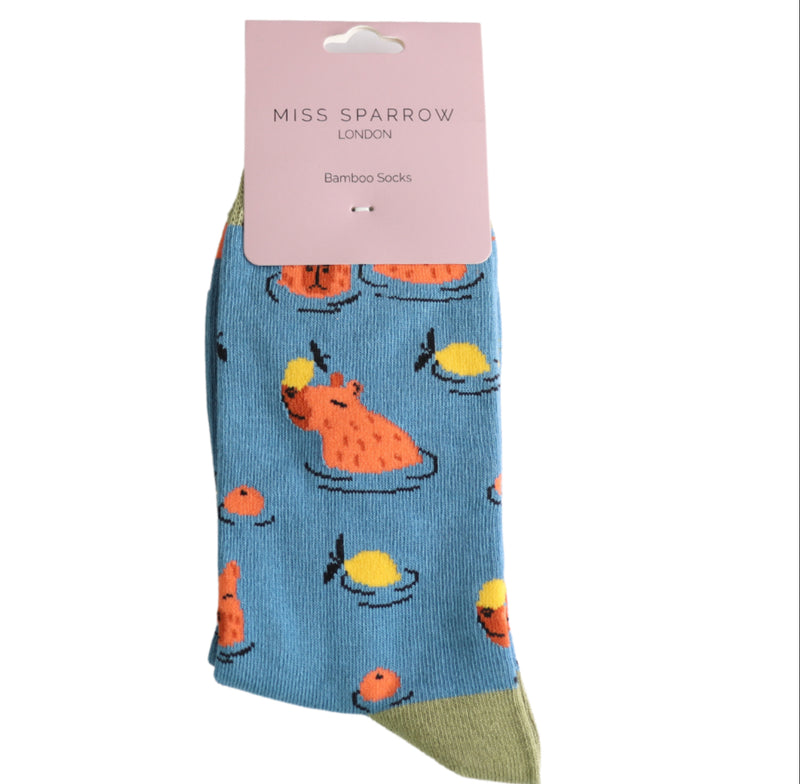 Capybara Denim Bamboo Socks