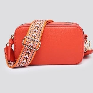 Small Double Zip Tassel Camera Bag Coral