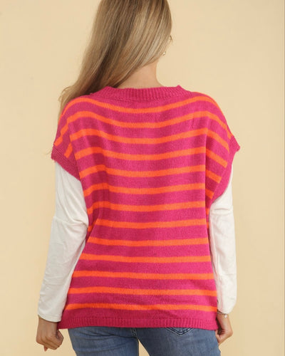 Jenny Sleeveless Stripe Cardigan - More Colours Available