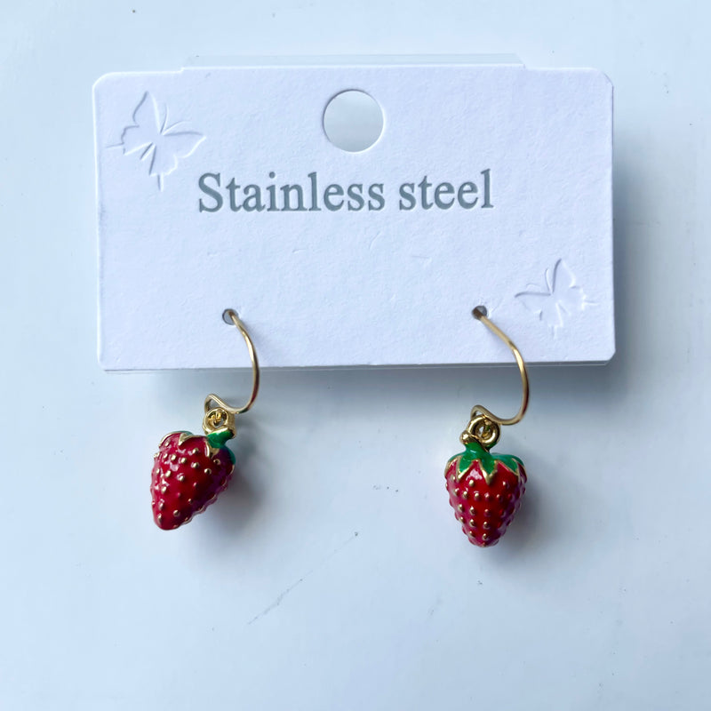 Gold Strawberry Earrings