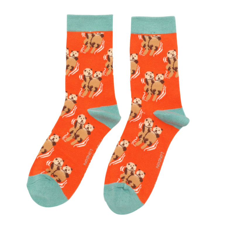 Otters Orange Bamboo Socks