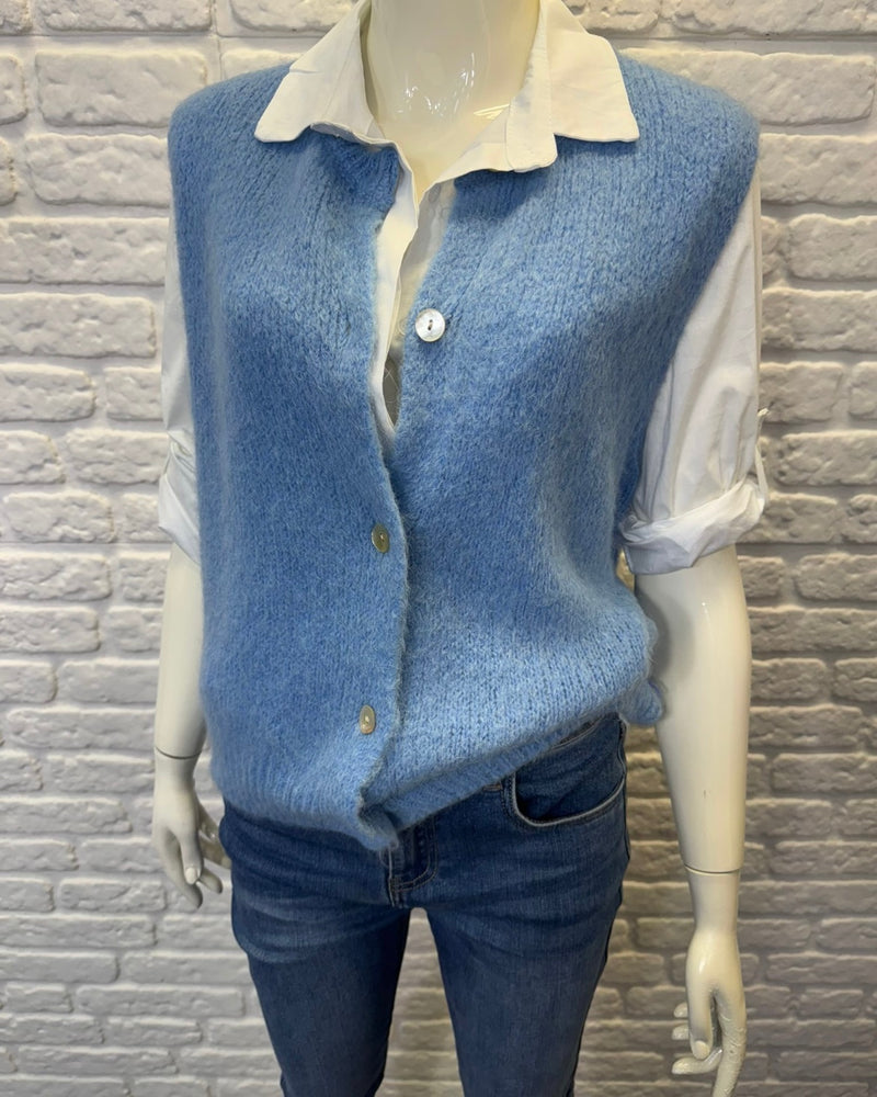 Corinne Button Vest Cardigan - More Colours Available