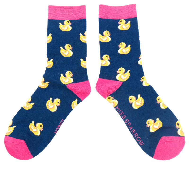 Rubber Ducks Navy Bamboo Socks