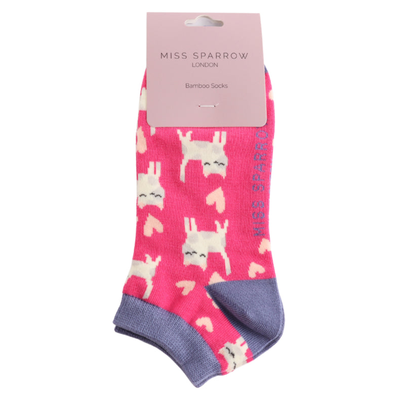 Sleepy Cats Hot Pink Bamboo Trainer Socks
