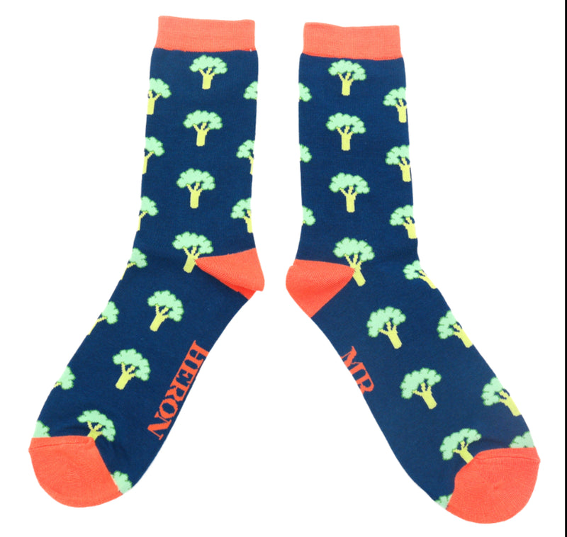 Broccoli Navy Bamboo Socks