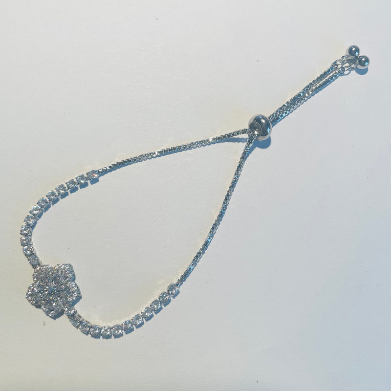 Silver Flower Adjustable Bracelet