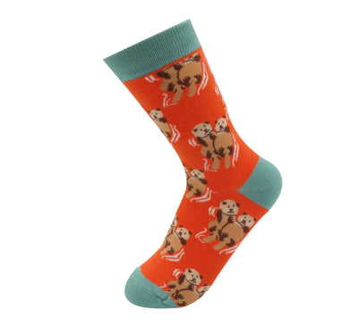 Otters Orange Bamboo Socks