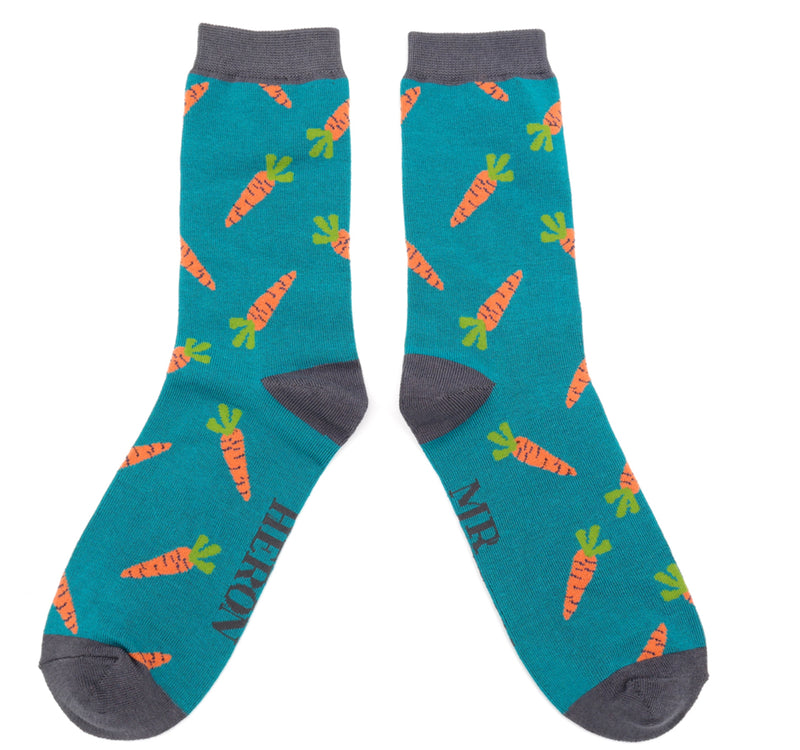 Carrot Teal Bamboo Socks