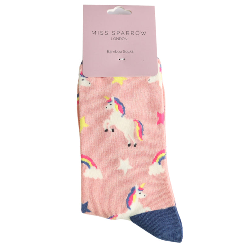 Unicorns Dusky Pink Bamboo Socks