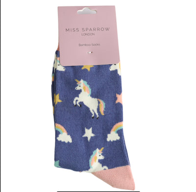Unicorns Denim Bamboo Socks