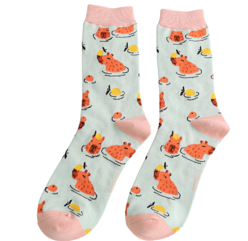 Capybara Duck Egg Bamboo Socks