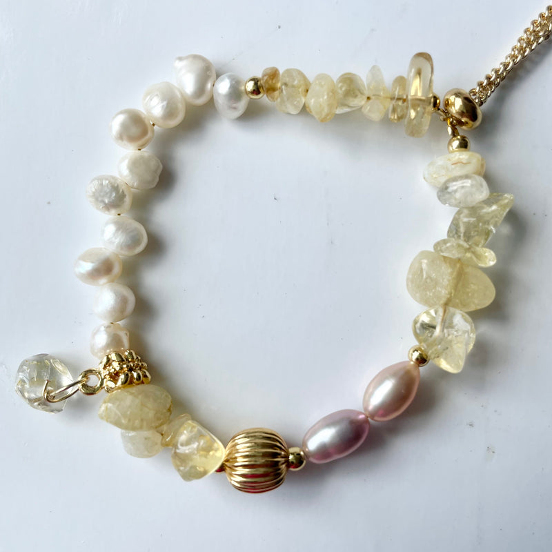 Cream Freshwater Pearl Adjustable Bracelet