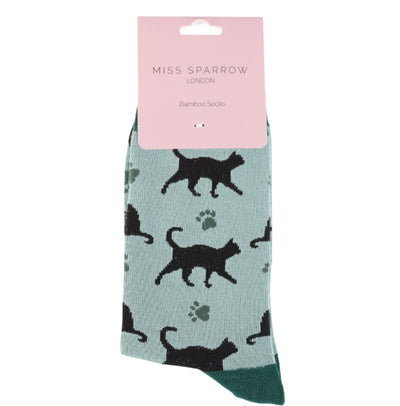 Cats & Prints Aqua Bamboo Socks