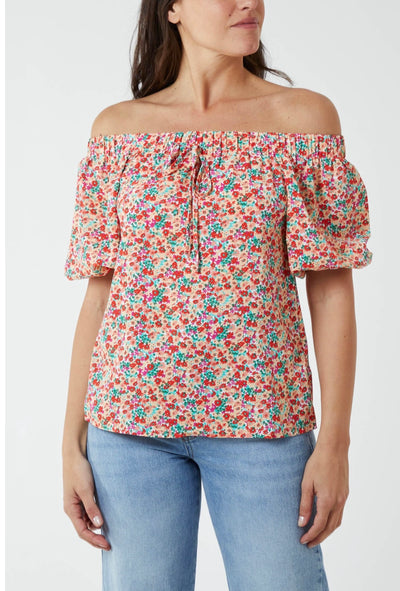 Elaine Ditsy Floral Bardot Top