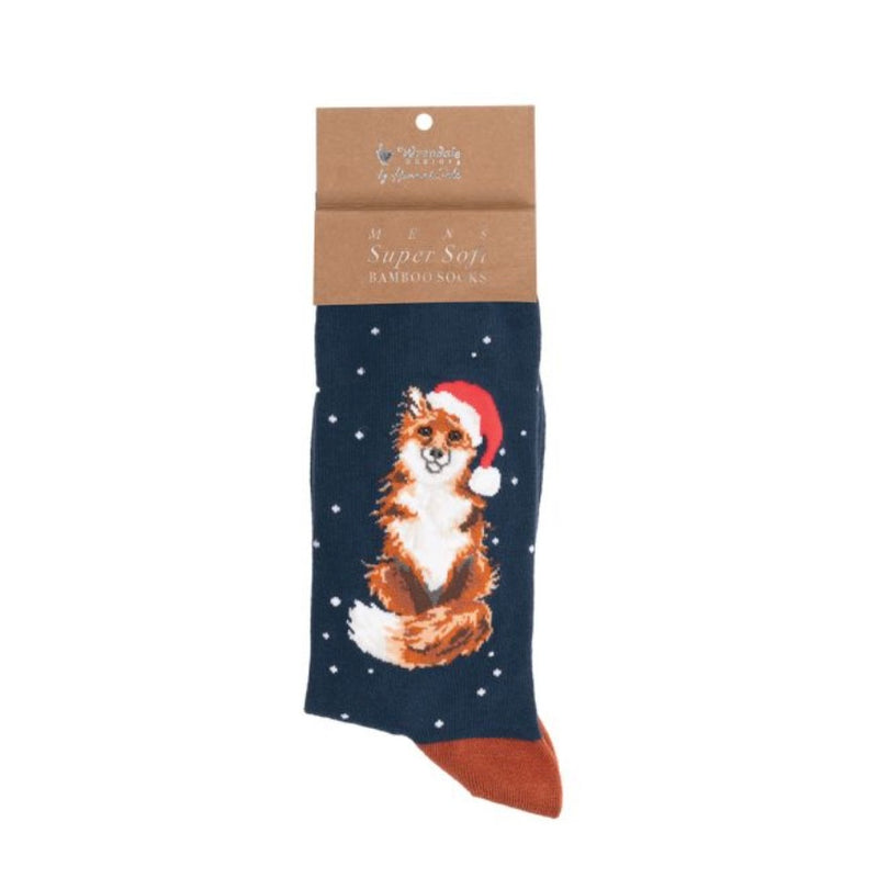 ‘Festive Fox’ Navy Bamboo Socks
