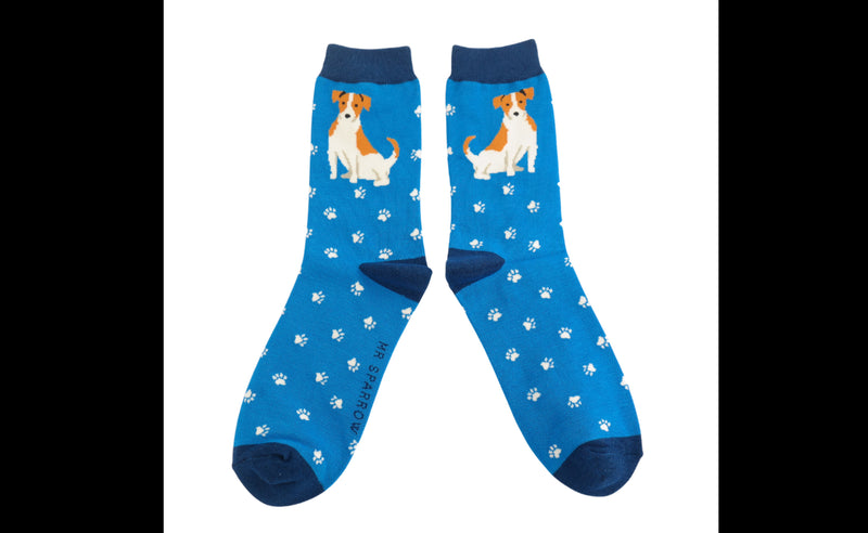Jack Russell Blue Bamboo Socks