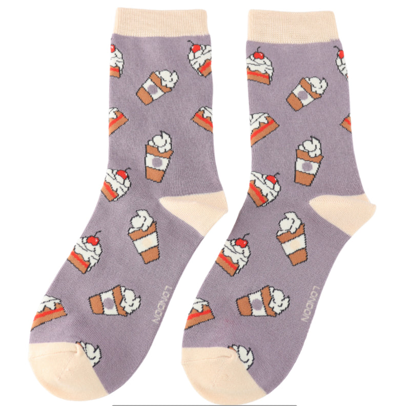 Coffee & Cake Lavender Bamboo Socks