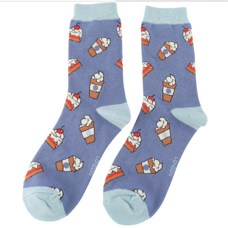 Coffee & Cake Denim Bamboo Socks