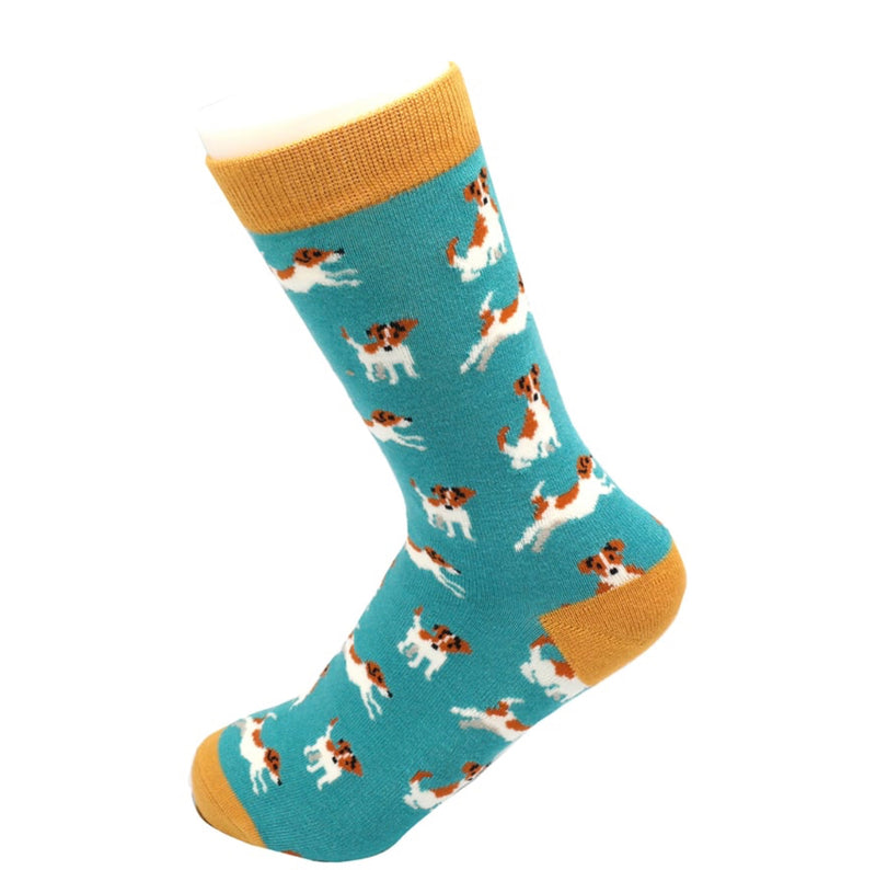 Jack Russell Turquoise Bamboo Socks