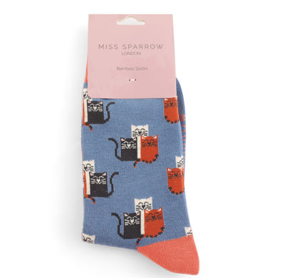 Cat Club Denim Bamboo Socks