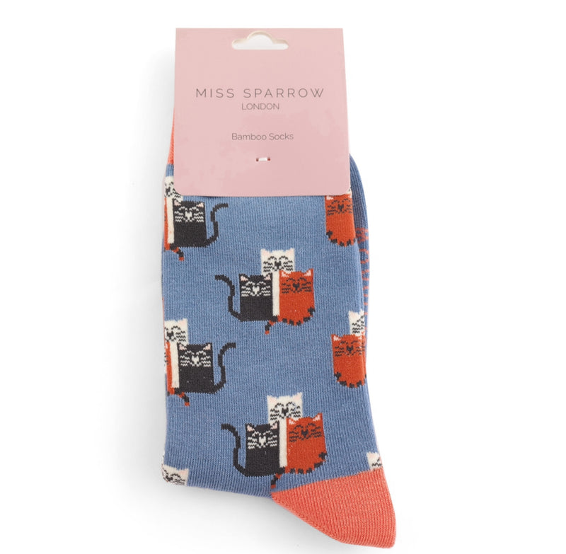 Cat Club Denim Bamboo Socks