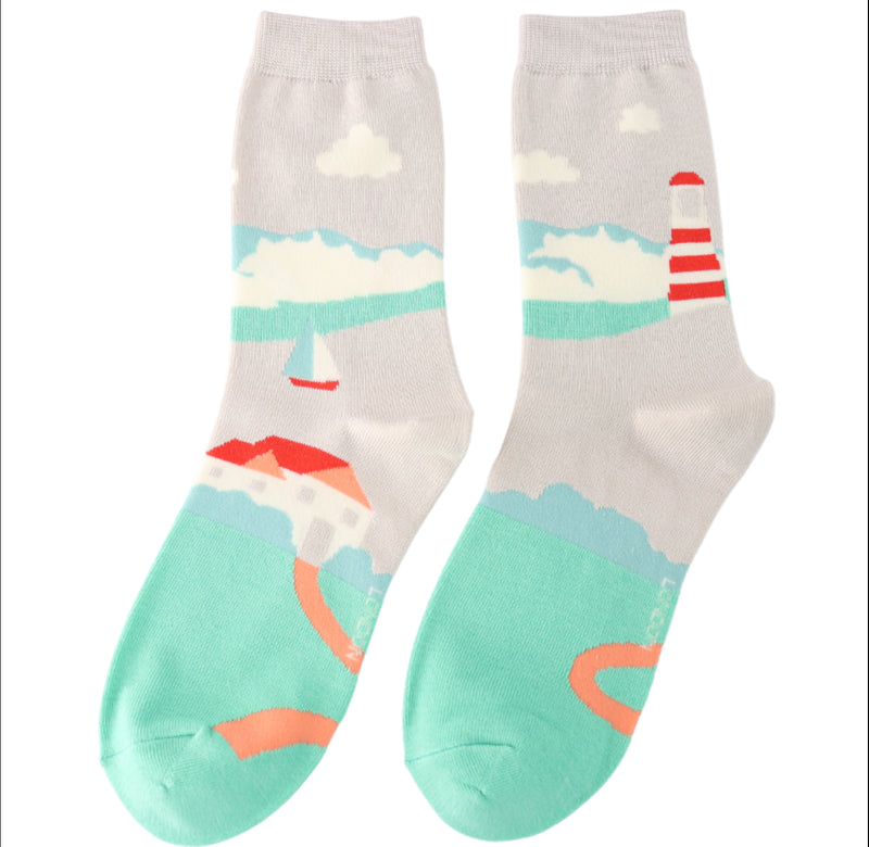 Seascapes Turquoise Bamboo Socks