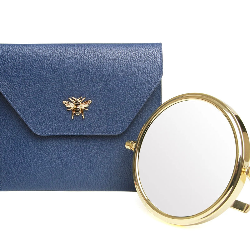 Travel Mirror & Case In Navy
