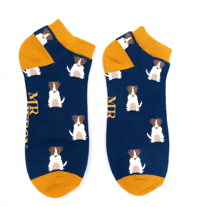 Mini Jack Russell Navy Bamboo Trainer Socks