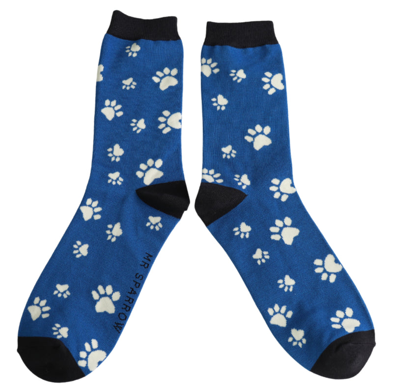 Paw Print Royal Bamboo Socks