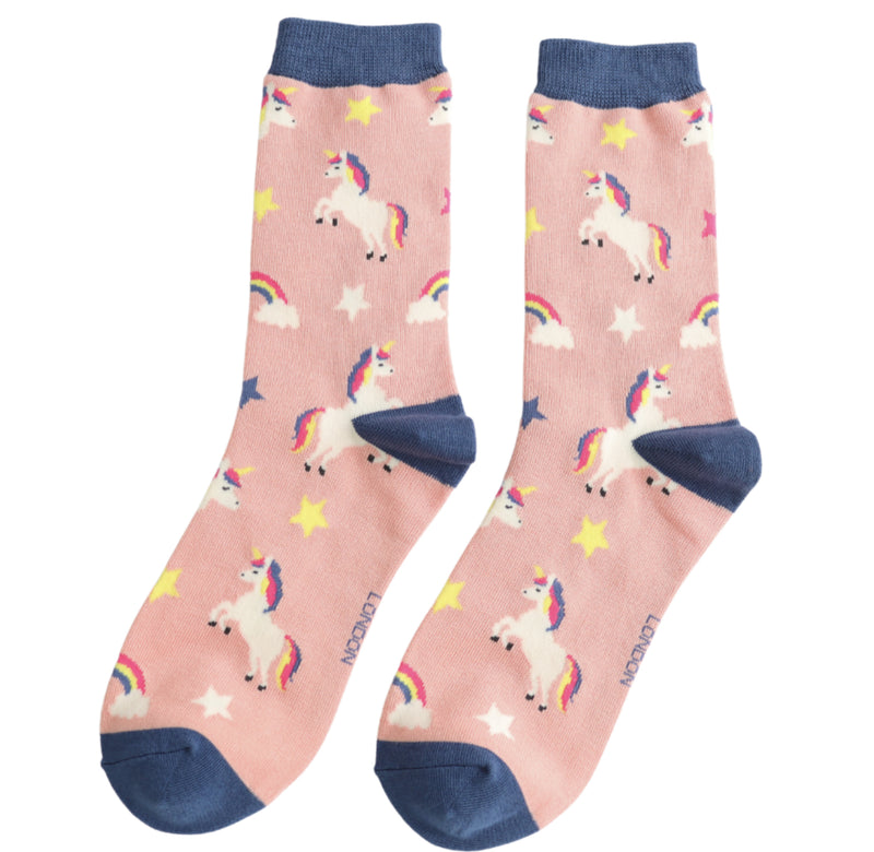 Unicorns Dusky Pink Bamboo Socks